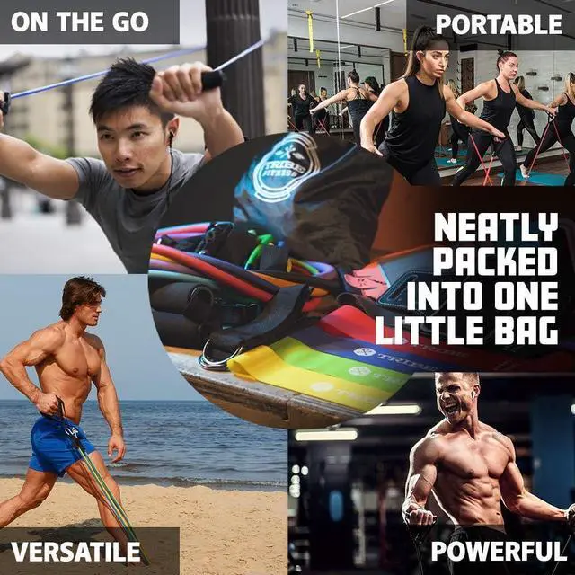 Alt view image 4 of 5 - TRIBE Resistance Bands Set with Loop Bands I Bands for Men&Women with Workout Bands, Loop Bands, Handles, Door Anchor, Ankle Strap, Exercise eBook I Resistance Training Fitness EquipMen&Women