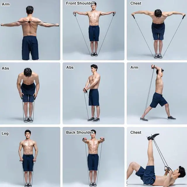 Alt view image 4 of 7 - Resistance Bands with Handles for Men and Women, Exercise Bands, Resistance Bands Set for Working Out, Workout Bands for Strength Training Fitness Weights, Work Out at Home