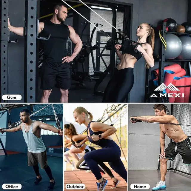 Alt view image 3 of 7 - Resistance Bands with Handles for Men and Women, Exercise Bands, Resistance Bands Set for Working Out, Workout Bands for Strength Training Fitness Weights, Work Out at Home