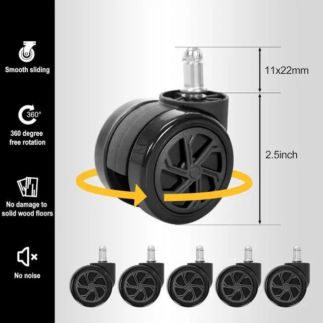 Alt view image 4 of 7 - Frassie 28 Inch Heavy Duty Nylon Gaming Office Chair Base Replacement Part with 5 Casters
