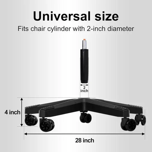 Alt view image 3 of 7 - Frassie 28 Inch Heavy Duty Nylon Gaming Office Chair Base Replacement Part with 5 Casters