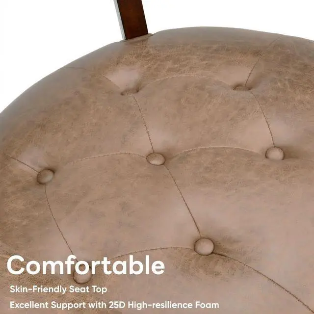 Alt view image 5 of 7 - LEEMTORIG Large Dining Chairs with Casters and Arms, Rolling Dining Chairs with Wheels, Solid Wood Office Desk Chairs, 26Dx25.2 Wx31.5H, Cherry Legs & Yellowish Brown Fabric SY-1533-LT