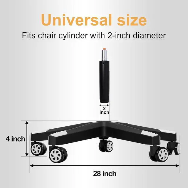 Alt view image 3 of 7 - Frassie 28 Inch Heavy Duty Nylon Gaming Office Chair Base Replacement Part with 5 Casters