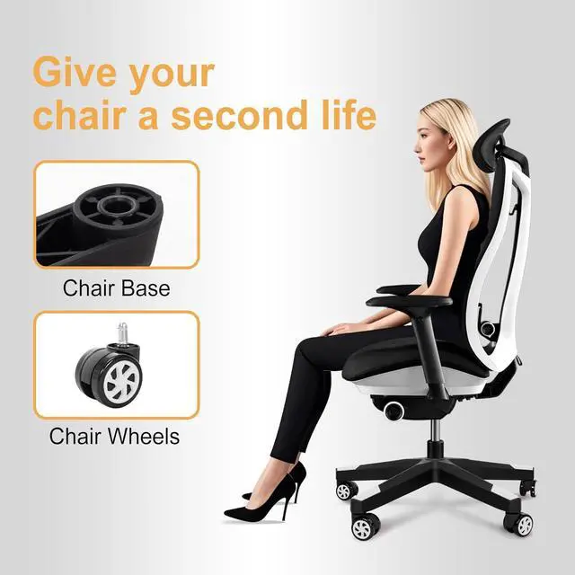 Alt view image 6 of 7 - Frassie 28 Inch Heavy Duty Nylon Gaming Office Chair Base Replacement Part with 5 Casters