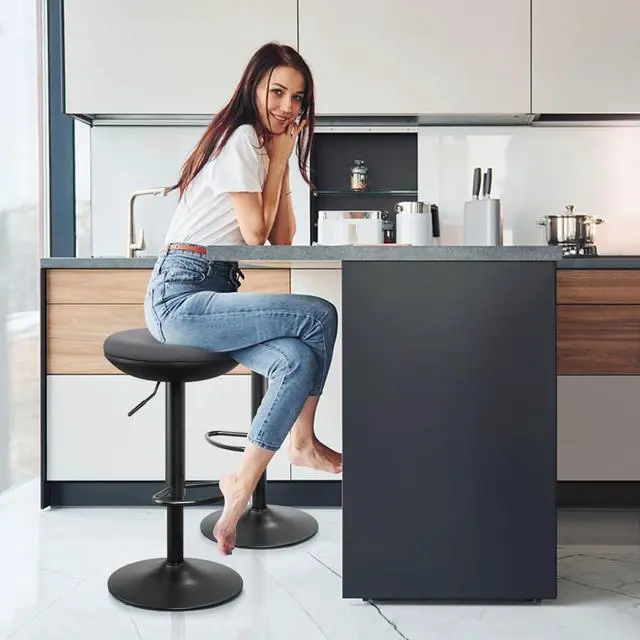 Alt view image 2 of 7 - Standing Desk Chair, Ergonomic Office Stool Adjustable Height, Round 360° Swivel Sit Perching Stool Without Backrest for Bedroom, Kitchen, Living Room (Grey)