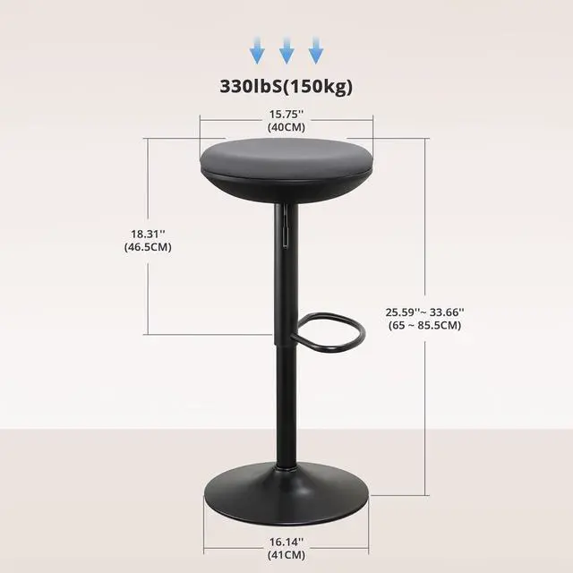 Alt view image 3 of 7 - Standing Desk Chair, Ergonomic Office Stool Adjustable Height, Round 360° Swivel Sit Perching Stool Without Backrest for Bedroom, Kitchen, Living Room (Grey)