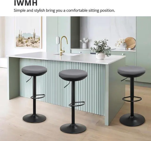 Alt view image 7 of 7 - Standing Desk Chair, Ergonomic Office Stool Adjustable Height, Round 360° Swivel Sit Perching Stool Without Backrest for Bedroom, Kitchen, Living Room (Grey)