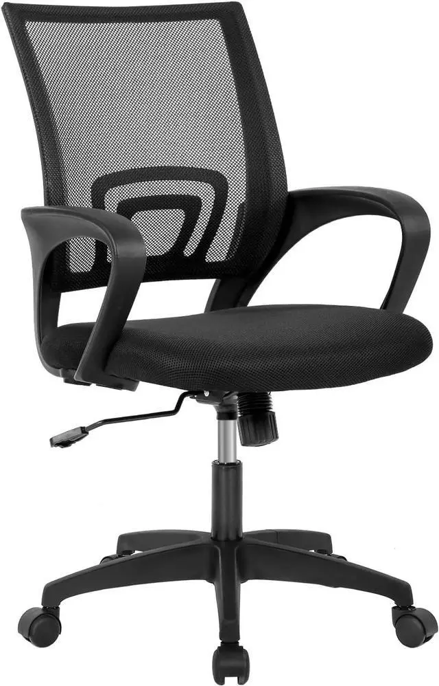 Main image of Home Office Chair Ergonomic Desk Chair Mid-Back Mesh Computer Chair Lumbar Support Comfortable Executive Adjustable Rolling Swivel Task Chair with Armrests(Black)