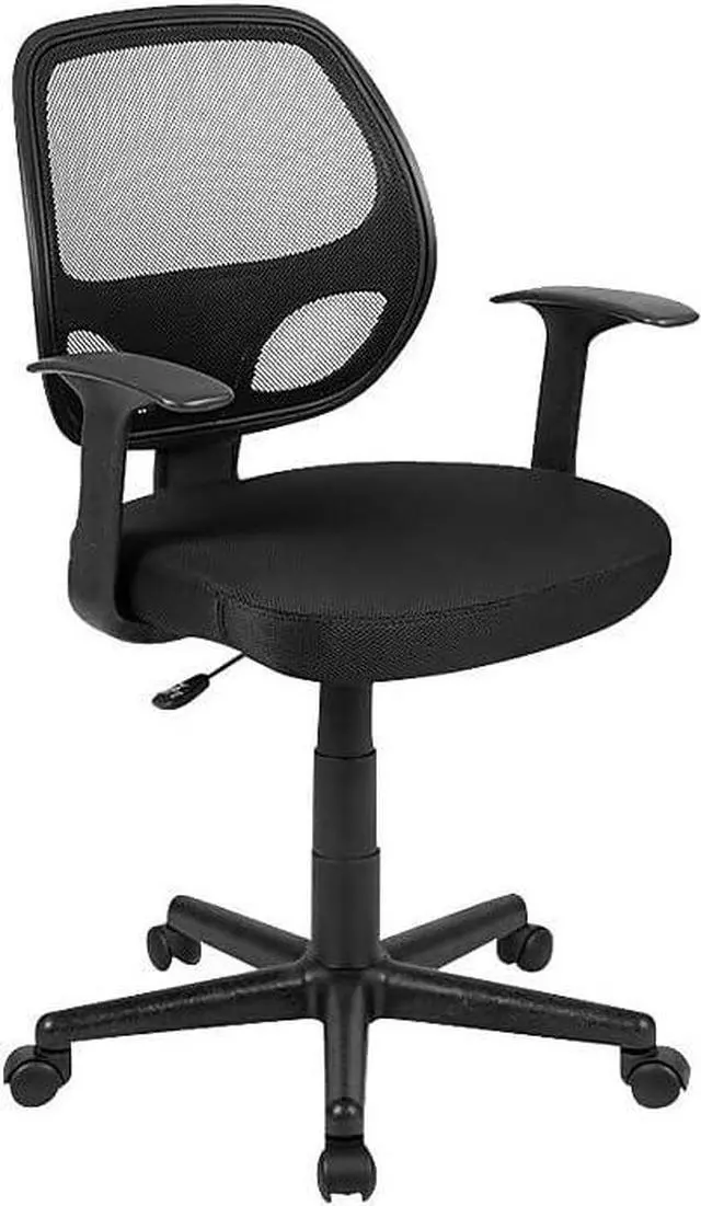 Alt view image 4 of 7 - Flash Furniture Flash Fundamentals Mid-Back Black Mesh Swivel Ergonomic Task Office Chair with Arms