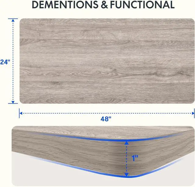 Alt view image 2 of 7 - FLEXISPOT EN1 Whole-Piece Standing Desk 48 x 24 Inches Height Adjustable Electric Desk Sit Stand Desk Home Office Desks (Black Frame + Gray Wood Grain Top, 2 Packages)