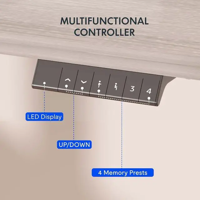 Alt view image 4 of 7 - FLEXISPOT EN1 Whole-Piece Standing Desk 48 x 24 Inches Height Adjustable Electric Desk Sit Stand Desk Home Office Desks (Black Frame + Gray Wood Grain Top, 2 Packages)