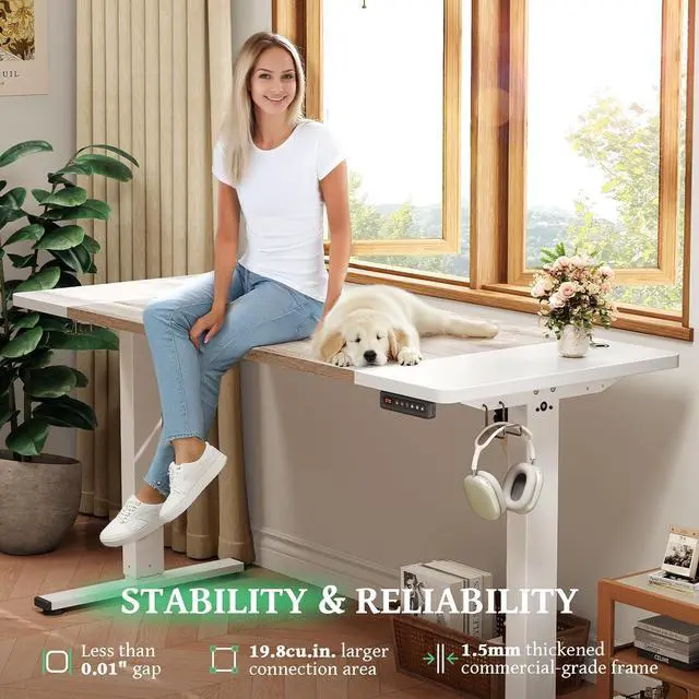 Alt view image 4 of 7 - SIAGO Electric Standing Desk Adjustable - 63 x 24 Inch Sit Stand up Desk with Cable Management - 3 Memory Preset Adjustable Height Table