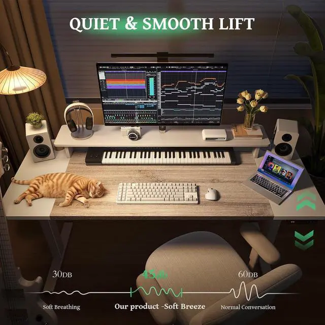 Alt view image 6 of 7 - SIAGO Electric Standing Desk Adjustable - 63 x 24 Inch Sit Stand up Desk with Cable Management - 3 Memory Preset Adjustable Height Table