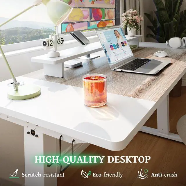 Alt view image 7 of 7 - SIAGO Electric Standing Desk Adjustable - 63 x 24 Inch Sit Stand up Desk with Cable Management - 3 Memory Preset Adjustable Height Table