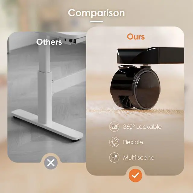 Alt view image 3 of 7 - Monomi Electric Height Adjustable Standing Desk, 48x24 Inches Ergonomic Home Office Sit/Stand Up Desk (Black Steel Frame/Rustic Brown Top)