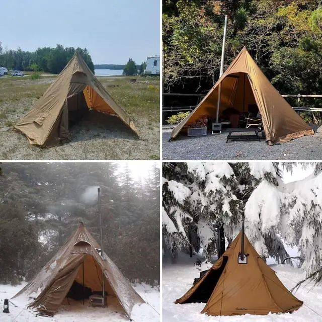 Alt view image 5 of 7 - FIREHIKING Camping Hot Tent 2-4 Person Teepee Tent with Stove Jack for Backpacking Hunting