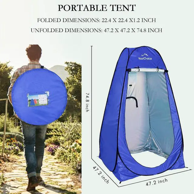 Alt view image 2 of 6 - Your Choice Pop Up Privacy Shower Tent - Portable Changing Tent for Camping, Beach & Hiking - 6.2FT Lightweight with Carry Bag, Quick Setup & Full Coverage