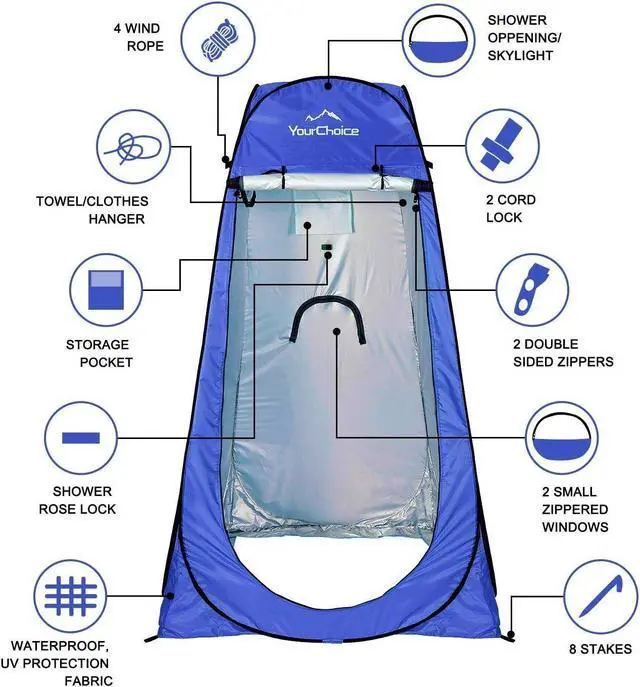 Alt view image 3 of 6 - Your Choice Pop Up Privacy Shower Tent - Portable Changing Tent for Camping, Beach & Hiking - 6.2FT Lightweight with Carry Bag, Quick Setup & Full Coverage