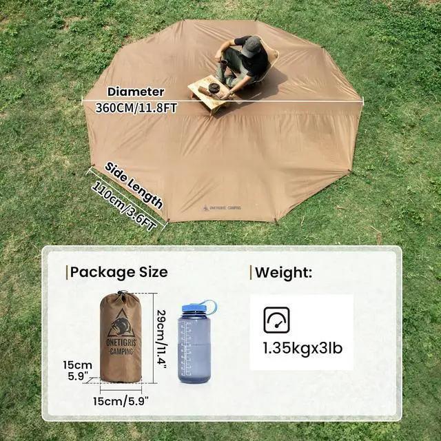 Alt view image 3 of 7 - OneTigris Rock Fortress 6 Person Footprint, Ten-Sided Tent Groundsheet 5000mm Waterproof Ratings