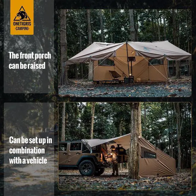 Alt view image 6 of 7 - OneTigris COZSHACK Hot Tent, Large Spacious 4 Person Tent with Stove Jack, Windproof Waterproof Tent for Wood Stove Bushcraft Camping Travel Truck Family