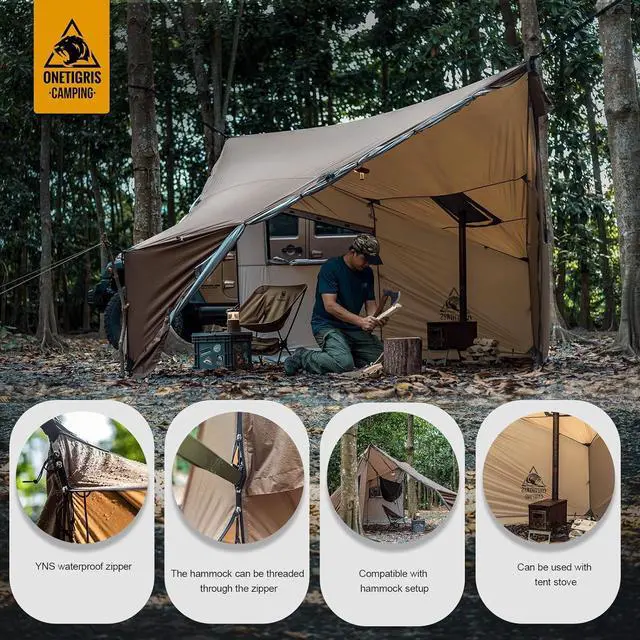 Alt view image 4 of 7 - OneTigris COZSHACK Hot Tent, Large Spacious 4 Person Tent with Stove Jack, Windproof Waterproof Tent for Wood Stove Bushcraft Camping Travel Truck Family