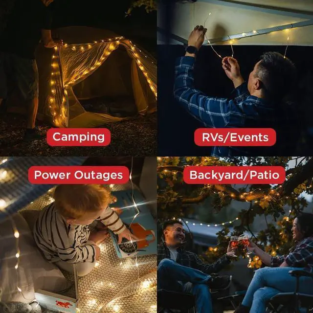 Alt view image 3 of 6 - LuminAID Solar String Light with Phone Charger - Rechargeable Tent Lights for Camping - 32 ft String Lights Perfect for Camping, Backyard, Patio, RVs, Outdoor, Power Outages (1 Pack)