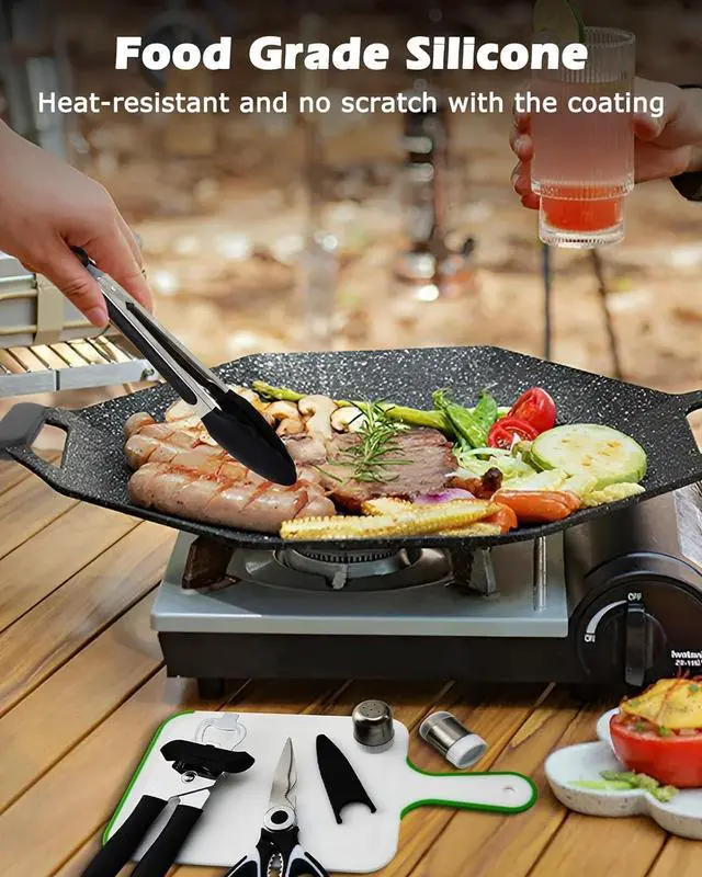 Alt view image 5 of 7 - Camping Cooking Set - Camping Utensil Set Car Camping Cooking Essentials Gear for Camp Kitchen Cooking and Grilling, Stainless Steel & Silicone Ideal Gift for RV Tent Camper, Picnics, BBQs