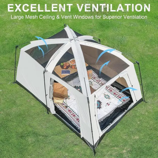 Alt view image 7 of 7 - 4-6 Person Camping Tent, Large Family Cabin Tents with Porch & Rainfly, Double Layer Waterproof Glamping Tent with 2 Rooms 2 Doors, Portable Big Tents for Outdoor Camping Hiking Party