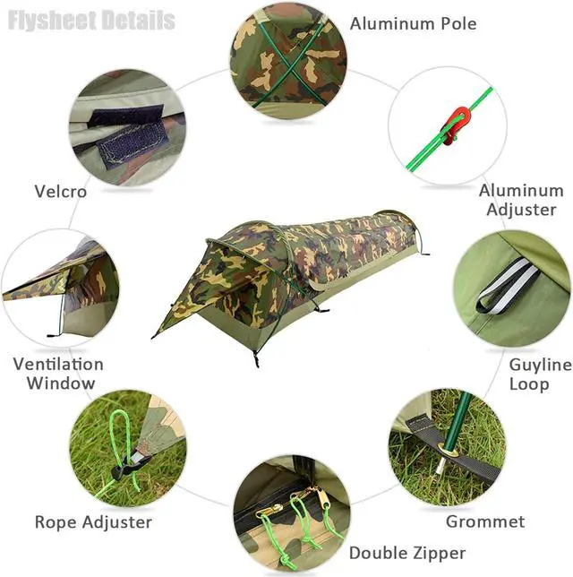 Alt view image 2 of 7 - GEERTOP Ultralight Single Person Bivy Tent for Camp Waterproof 1 Man Tent for Camping Hiking Backpacking Hunting Outdoor Survival Gear - Easy Set Up