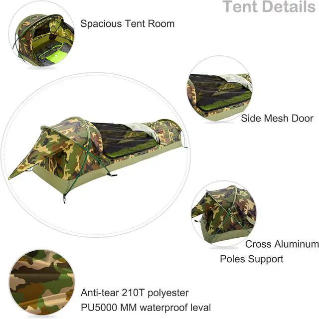 Alt view image 3 of 7 - GEERTOP Ultralight Single Person Bivy Tent for Camp Waterproof 1 Man Tent for Camping Hiking Backpacking Hunting Outdoor Survival Gear - Easy Set Up