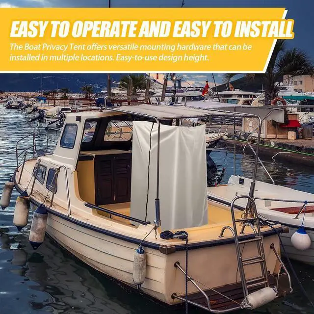 Alt view image 2 of 7 - Boats Privacy Curtain Changing Room with Bag Portable Privacy Tent Easy Up Pontoon Enclosure Partition for Pontoons Boat Hanging Tent 27" W x 30" D x 72" H(Beige)