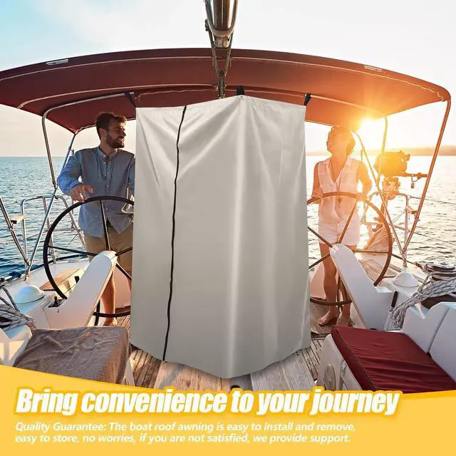 Alt view image 5 of 7 - Boats Privacy Curtain Changing Room with Bag Portable Privacy Tent Easy Up Pontoon Enclosure Partition for Pontoons Boat Hanging Tent 27" W x 30" D x 72" H(Beige)