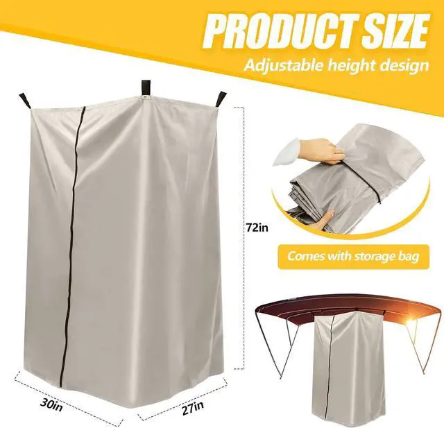 Alt view image 3 of 7 - Boats Privacy Curtain Changing Room with Bag Portable Privacy Tent Easy Up Pontoon Enclosure Partition for Pontoons Boat Hanging Tent 27" W x 30" D x 72" H(Beige)