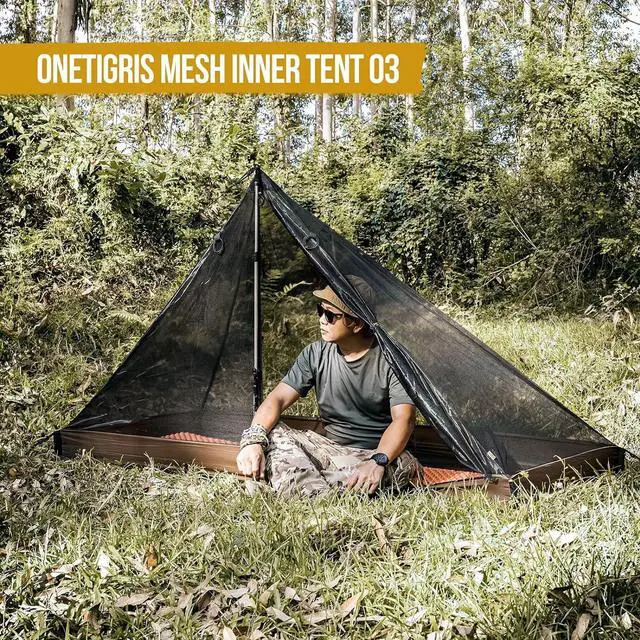 Alt view image 4 of 7 - OneTigris Mesh Teepee Tent, Ultralight 1 Person Screen Room with Waterproof Bathtub Floor for Outdoor Camping Hiking Backpacking Bushcraft Tarp Hot Tent Shelter
