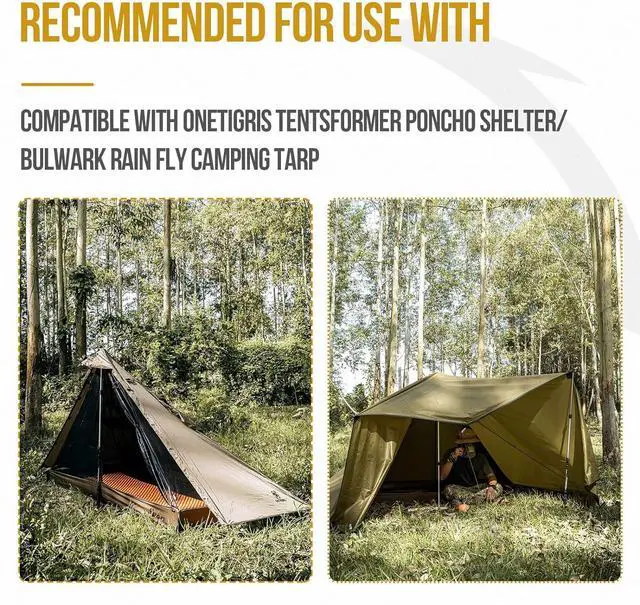 Alt view image 6 of 7 - OneTigris Mesh Teepee Tent, Ultralight 1 Person Screen Room with Waterproof Bathtub Floor for Outdoor Camping Hiking Backpacking Bushcraft Tarp Hot Tent Shelter