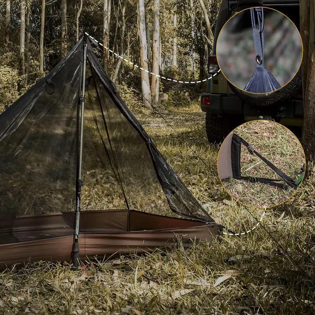 Alt view image 7 of 7 - OneTigris Mesh Teepee Tent, Ultralight 1 Person Screen Room with Waterproof Bathtub Floor for Outdoor Camping Hiking Backpacking Bushcraft Tarp Hot Tent Shelter