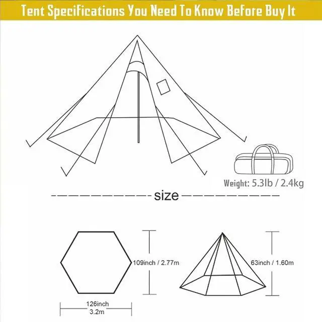 Alt view image 5 of 7 - FIREHIKING Hot Camping Tent - Ultralight Tepee With Stove Jack for 1-2 Adults