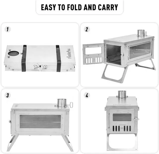 Alt view image 2 of 7 - FireHiking Titanium Stove Camping Tent Burning Stove Foldable Ultralight