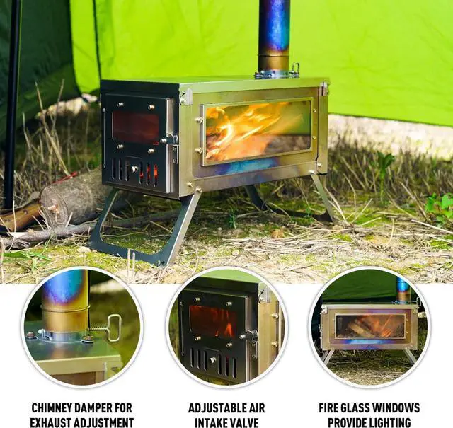 Alt view image 3 of 7 - FireHiking Titanium Stove Camping Tent Burning Stove Foldable Ultralight