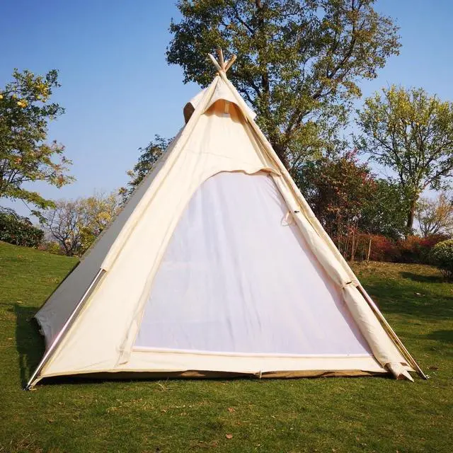 Alt view image 2 of 7 - Latourreg 2 Person Outdoor Camping of 2M Canvas Camping Pyramid Tent Large Adult Teepee Pagoda Tent