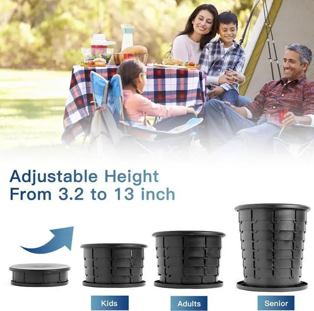 Alt view image 2 of 7 - Portable Toilet Kit for Adults, Retractable Camping Toilet with Wearable Privacy Tent Outdoor Travel Toilet with Privacy Shelters Folding XL Potty with Adjustable Height for Hiking,Car,RV