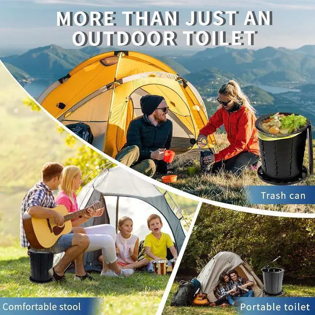 Alt view image 7 of 7 - Portable Toilet Kit for Adults, Retractable Camping Toilet with Wearable Privacy Tent Outdoor Travel Toilet with Privacy Shelters Folding XL Potty with Adjustable Height for Hiking,Car,RV