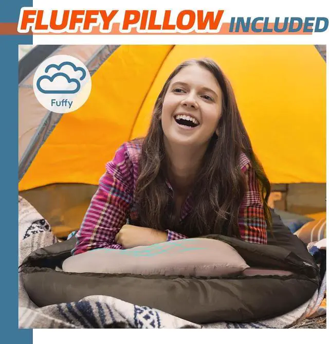 Alt view image 5 of 6 - MEREZA 0 Degree Winter Sleeping Bag for Adults Kids with Pillow, Cold Weather Sleeping Bag for 4 Season Camping Hiking Backpacking Sleeping Bags for Big and Tall
