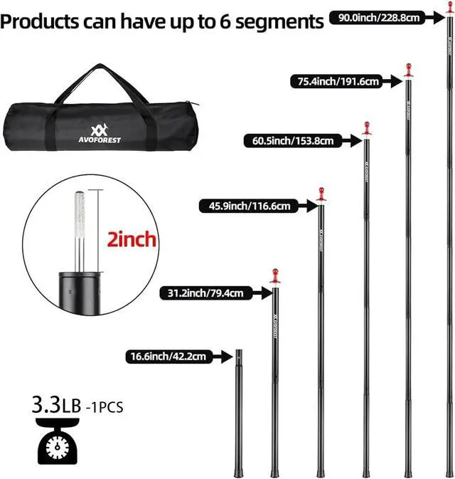 Alt view image 3 of 7 - Tent Poles for Tarp, AVOFOREST Camping Tent Tarps Poles Adjustable Camping Accessories 90in Heavy Duty Poles Thicker Tent Pole with a Diameter of 0.98in for Backpacking Hiking Awning