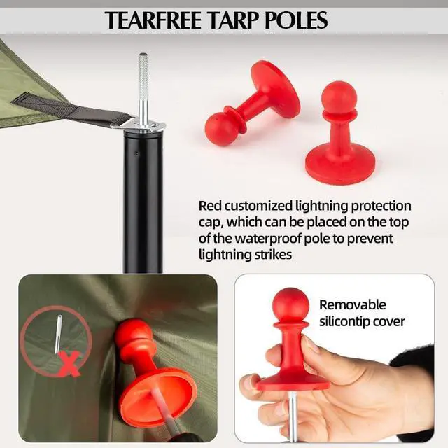 Alt view image 5 of 7 - Tent Poles for Tarp, AVOFOREST Camping Tent Tarps Poles Adjustable Camping Accessories 90in Heavy Duty Poles Thicker Tent Pole with a Diameter of 0.98in for Backpacking Hiking Awning