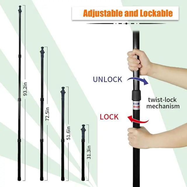 Alt view image 3 of 6 - AYAMAYA Tarp Poles - Telescoping Camping Tent Poles Replacement, Upgraded 4-Section Heavy Duty Aluminum Rods with Stakes & Guylines for Tents, Rain Fly, Camping Shelter, Awning Canopy RV Car, Set of 2