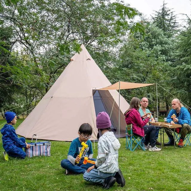 Alt view image 2 of 6 - KAZOO Family Camping Tent Large Waterproof Tipi Tents 8 Person Room Teepee Tent Instant Setup Double Layer