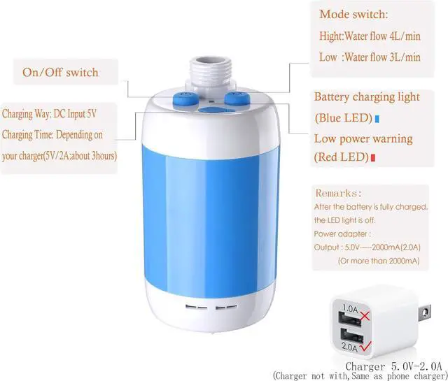 Alt view image 4 of 6 - Iron Hammer Portable Shower Camp Shower Rechargeable Shower Camping Shower pet Shower