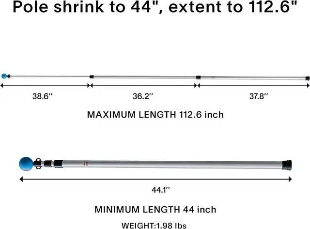 Alt view image 4 of 7 - Alvantor Aluminum Telescoping Tarp Poles Adjustable Rods and Round Pad for Alvantor Screen House & Bubble Tent & Vendor Booth