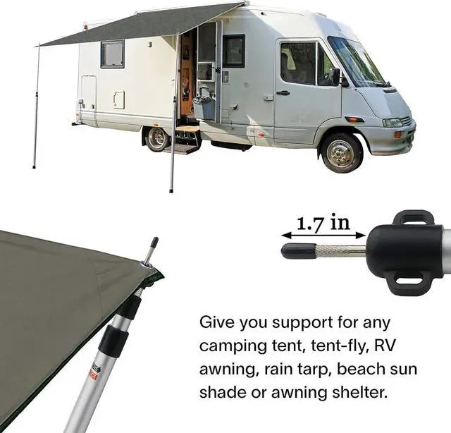 Alt view image 7 of 7 - Alvantor Aluminum Telescoping Tarp Poles Adjustable Rods and Round Pad for Alvantor Screen House & Bubble Tent & Vendor Booth